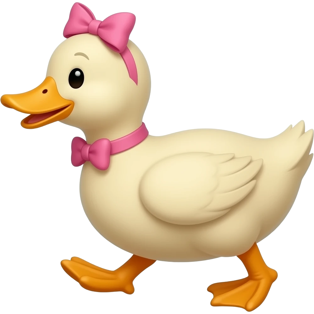 duck wearing pink bow walking emoji