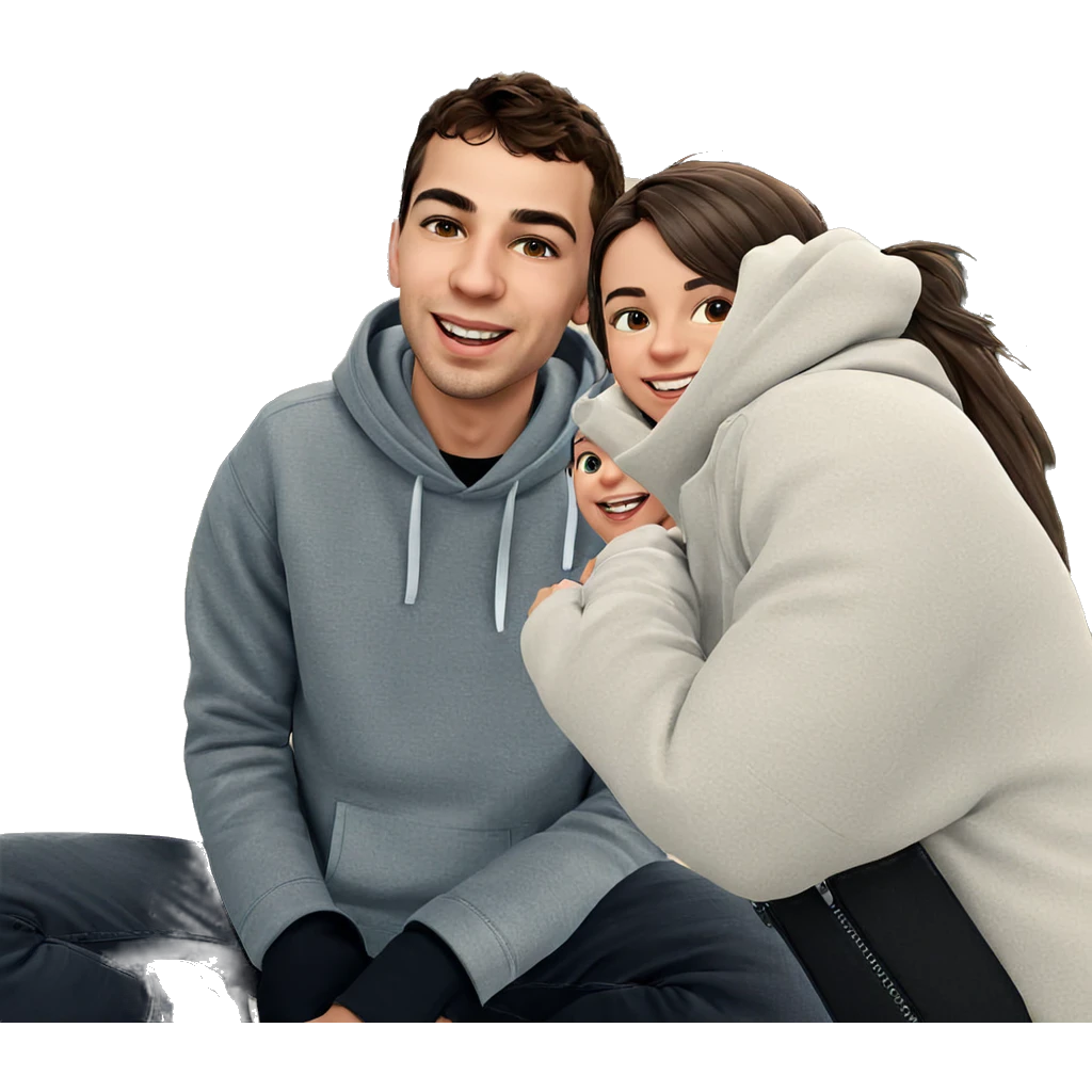 girl smiling outdoors with boys emoji