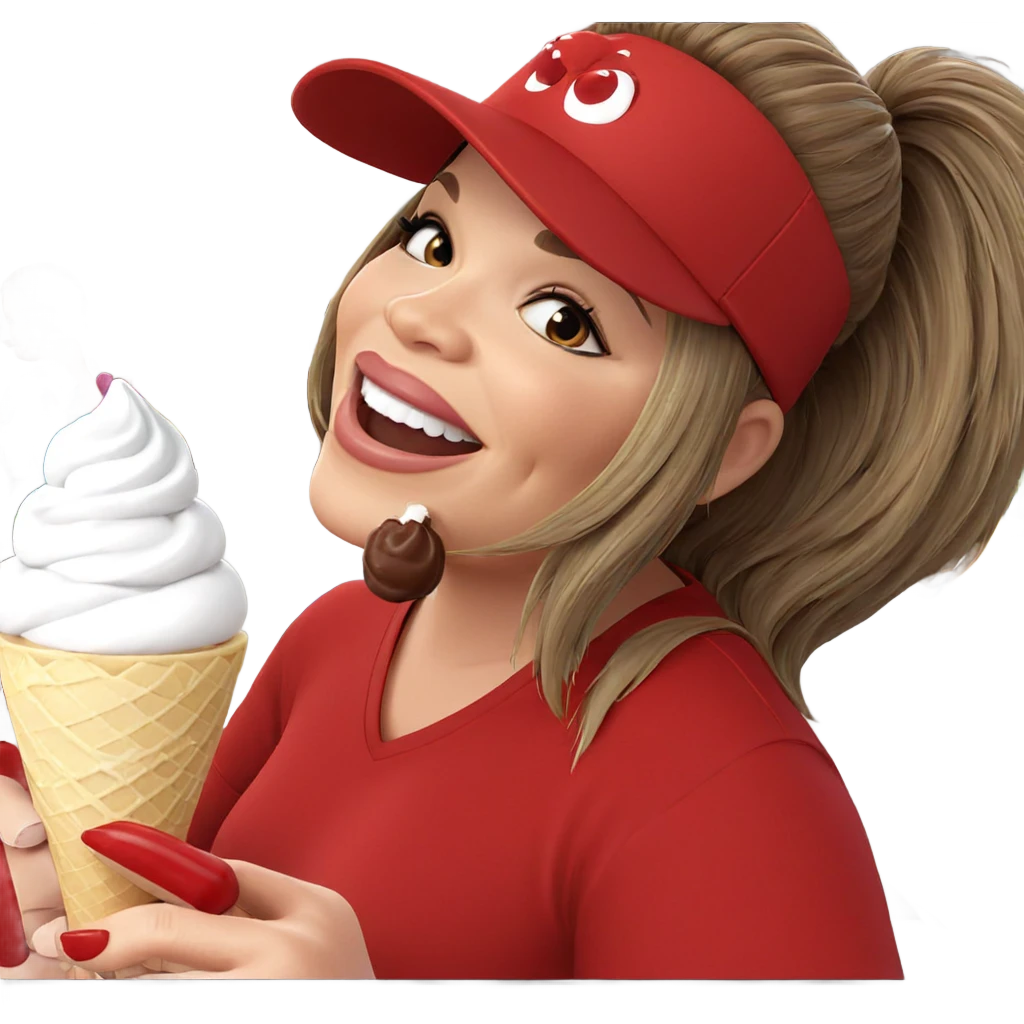 smiling girl with ice cream emoji