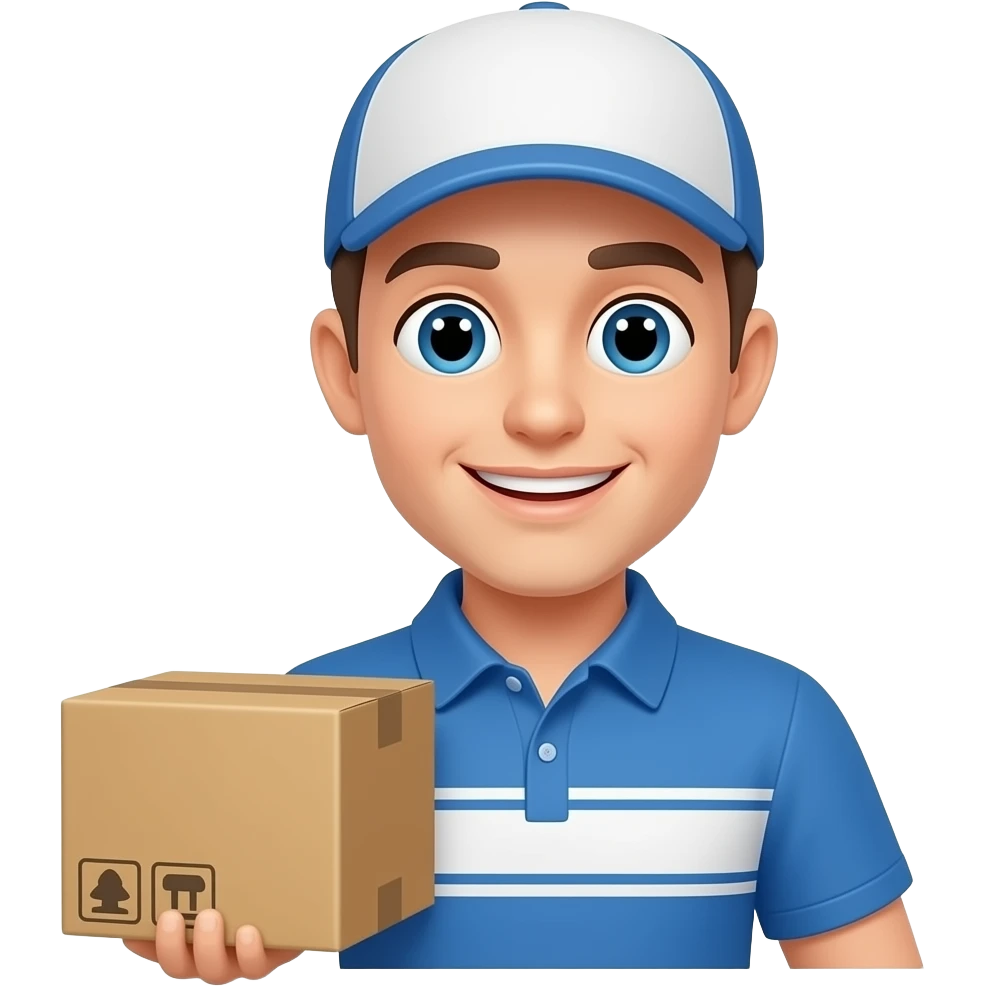 emoji white delivery man with a box emoji