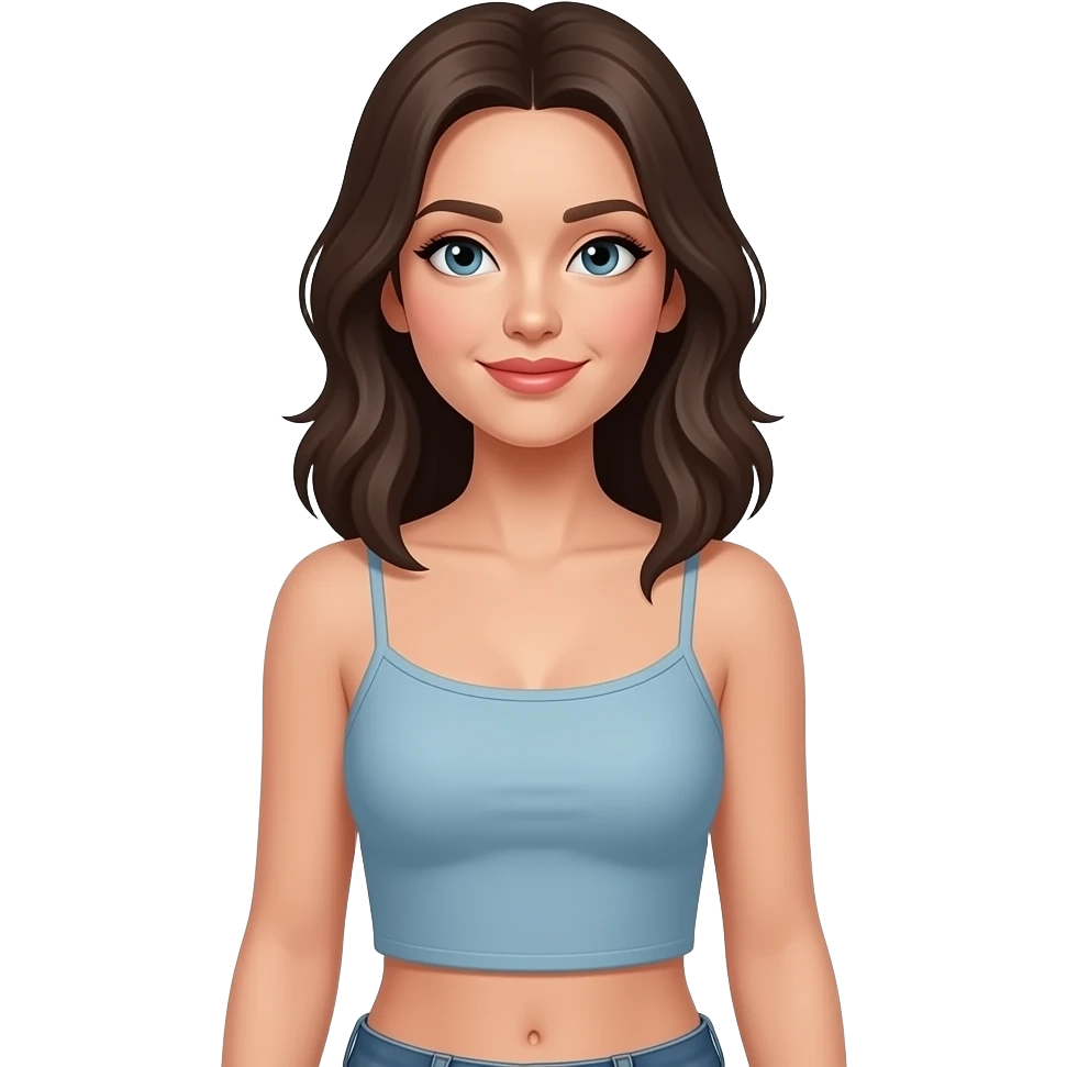 A woman in a very short cropped thin strapstank top emoji