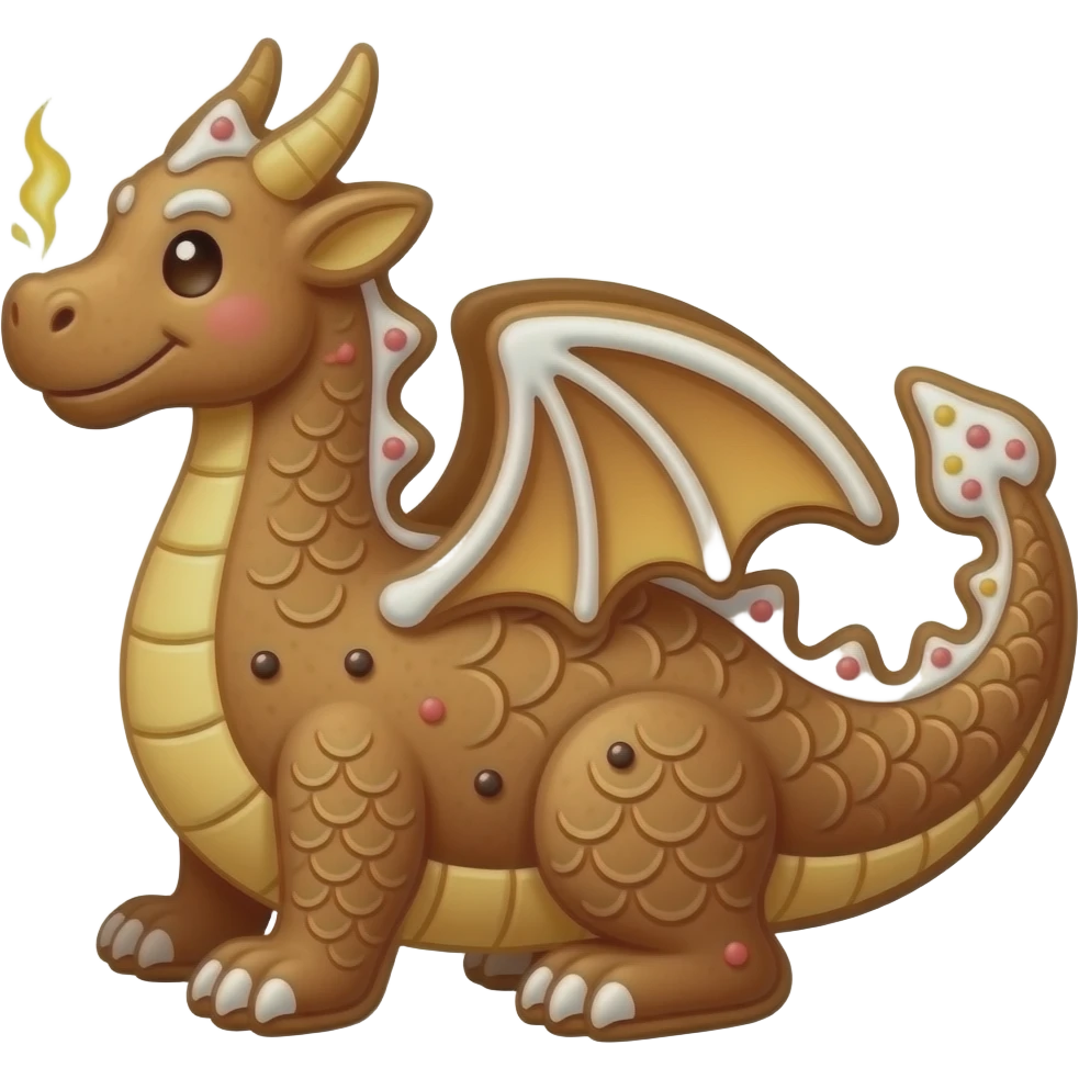 Make a dragons that's a gingerbread cookie shaped dragon emoji