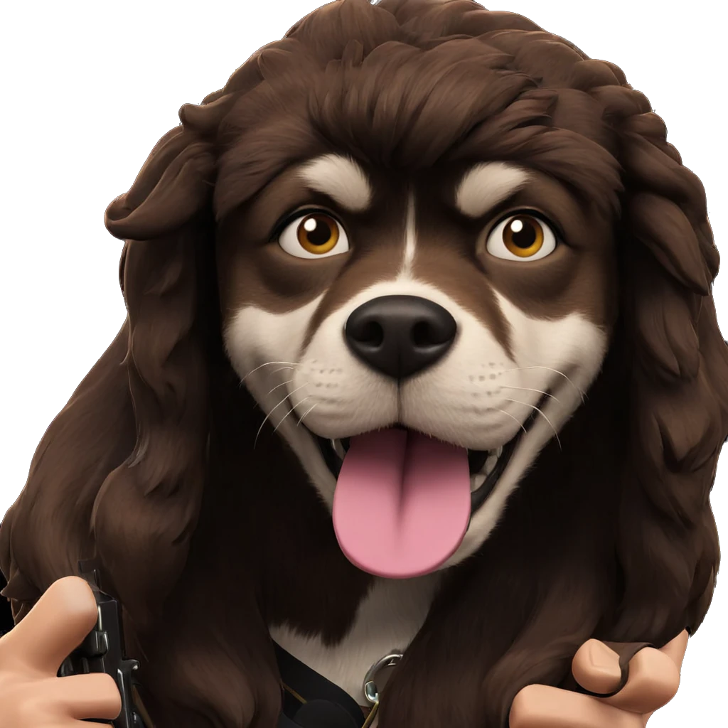 girl with dog and gun emoji