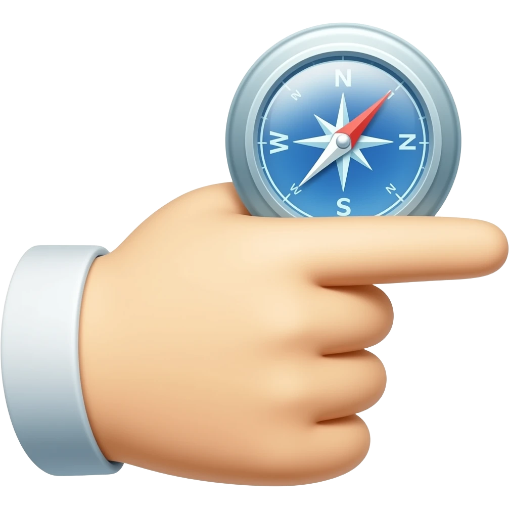 do a hand holding a compass to show direction (directions should be right) emoji