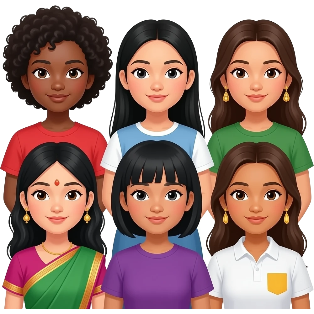 katseye girl group with a black girl korean girl chinese girl and indian girl cuban girl and filipina girl emoji