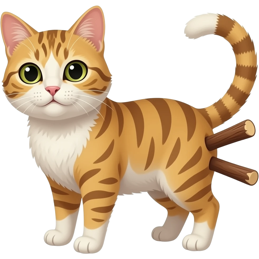 Big stick stuck in cats butt emoji