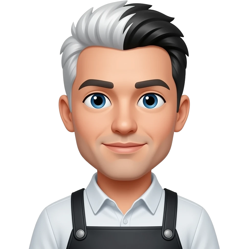 Pet Grooming Stylist man white and black hair emoji