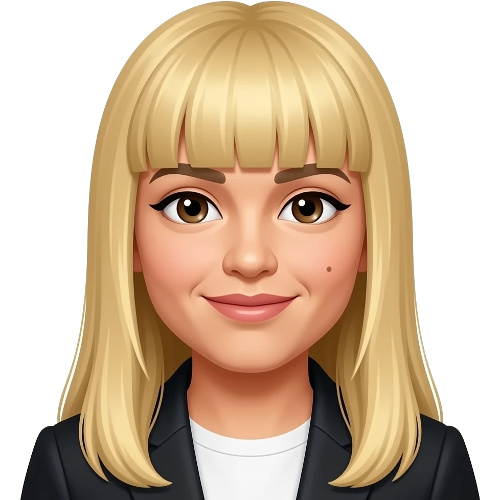 Vice Ganda an artist with long blonde hair with bangs, and a mole in the upper lip on left only one mole. Girly girly emoji