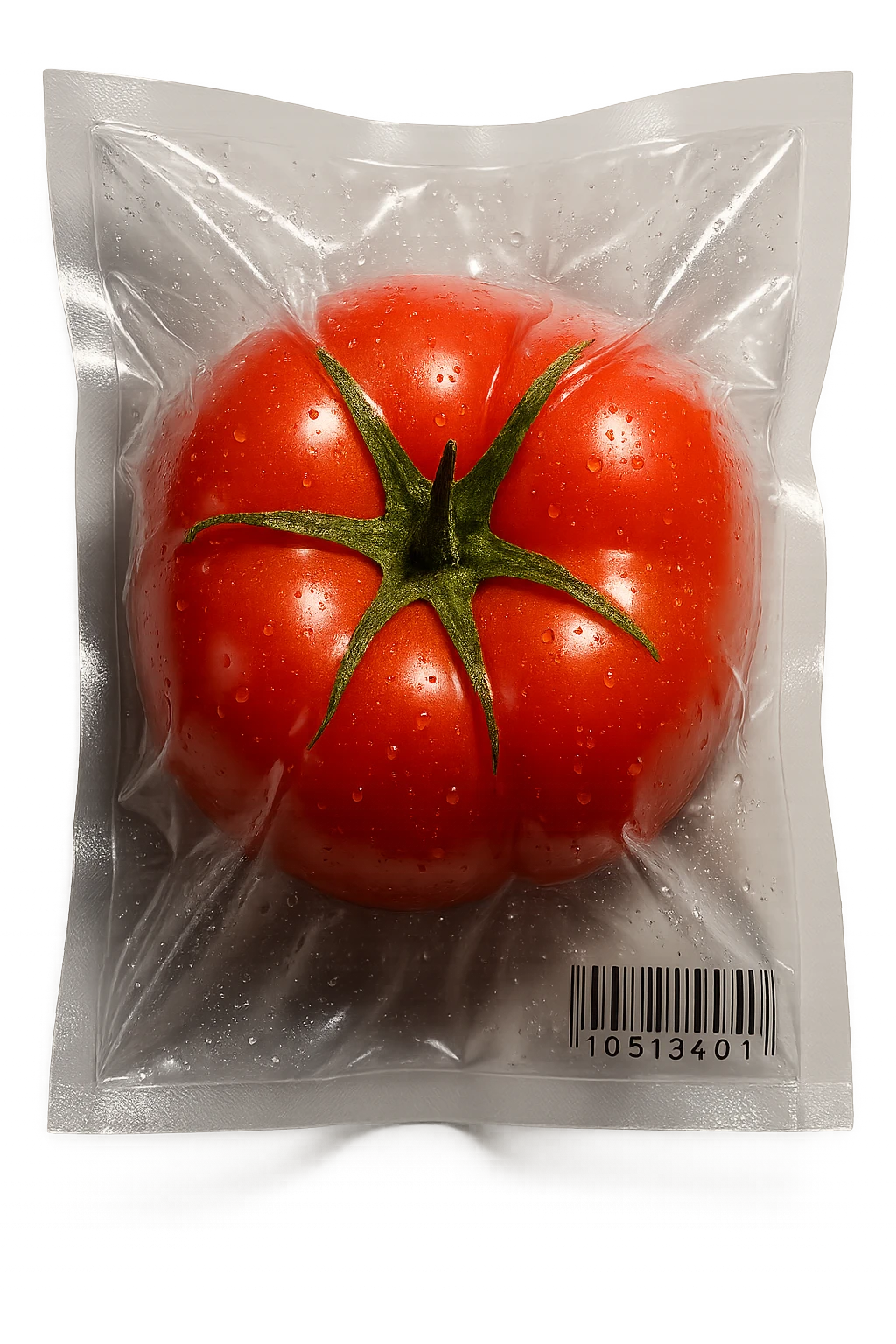 vacuum-sealed tomato, shiny and compressed emoji