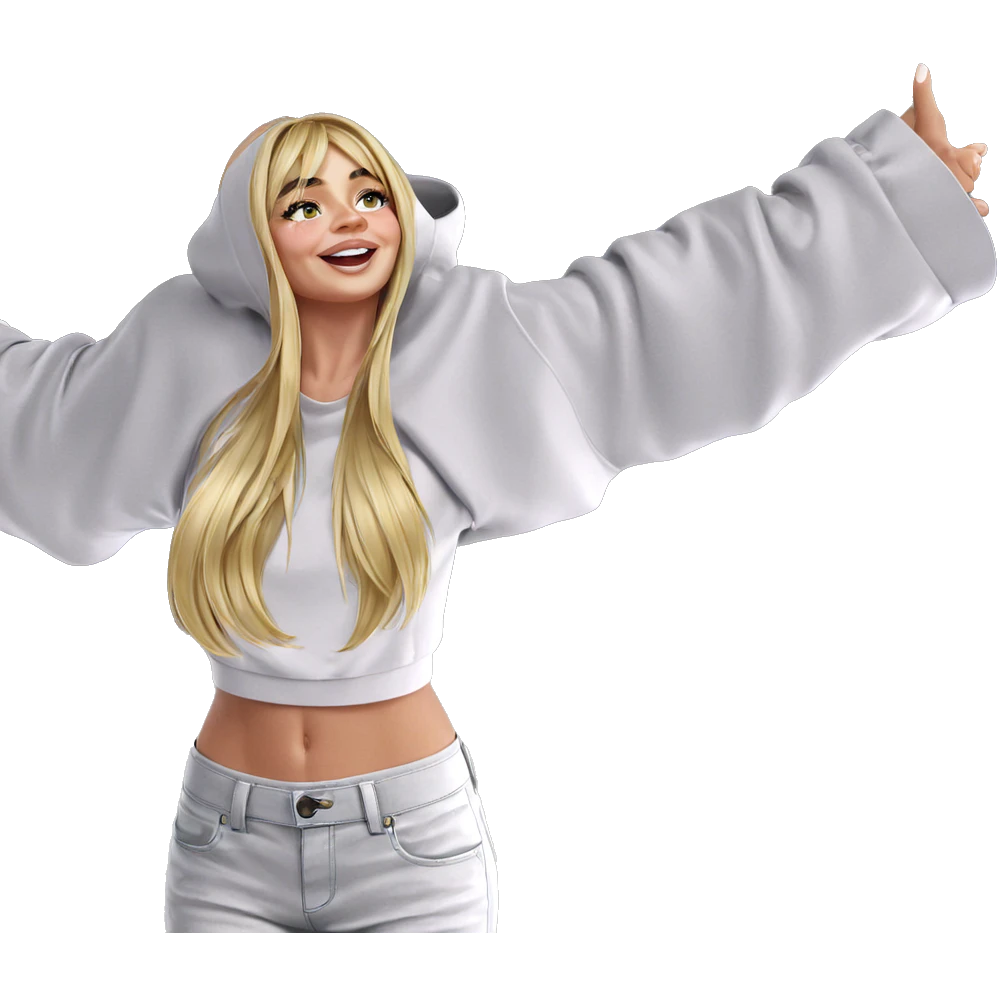 blonde girl in midriff crop emoji