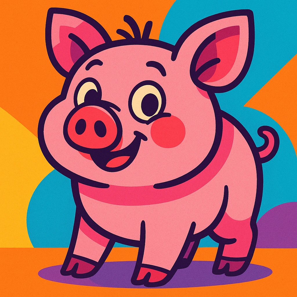 piggy vibrant cartoon style emoji