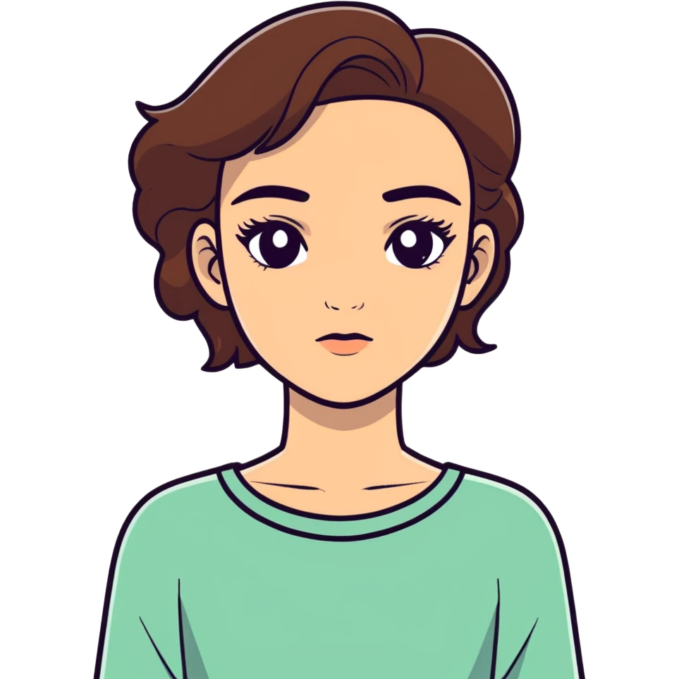 girl with brown hair and thick eyebrows and medium skin emoji