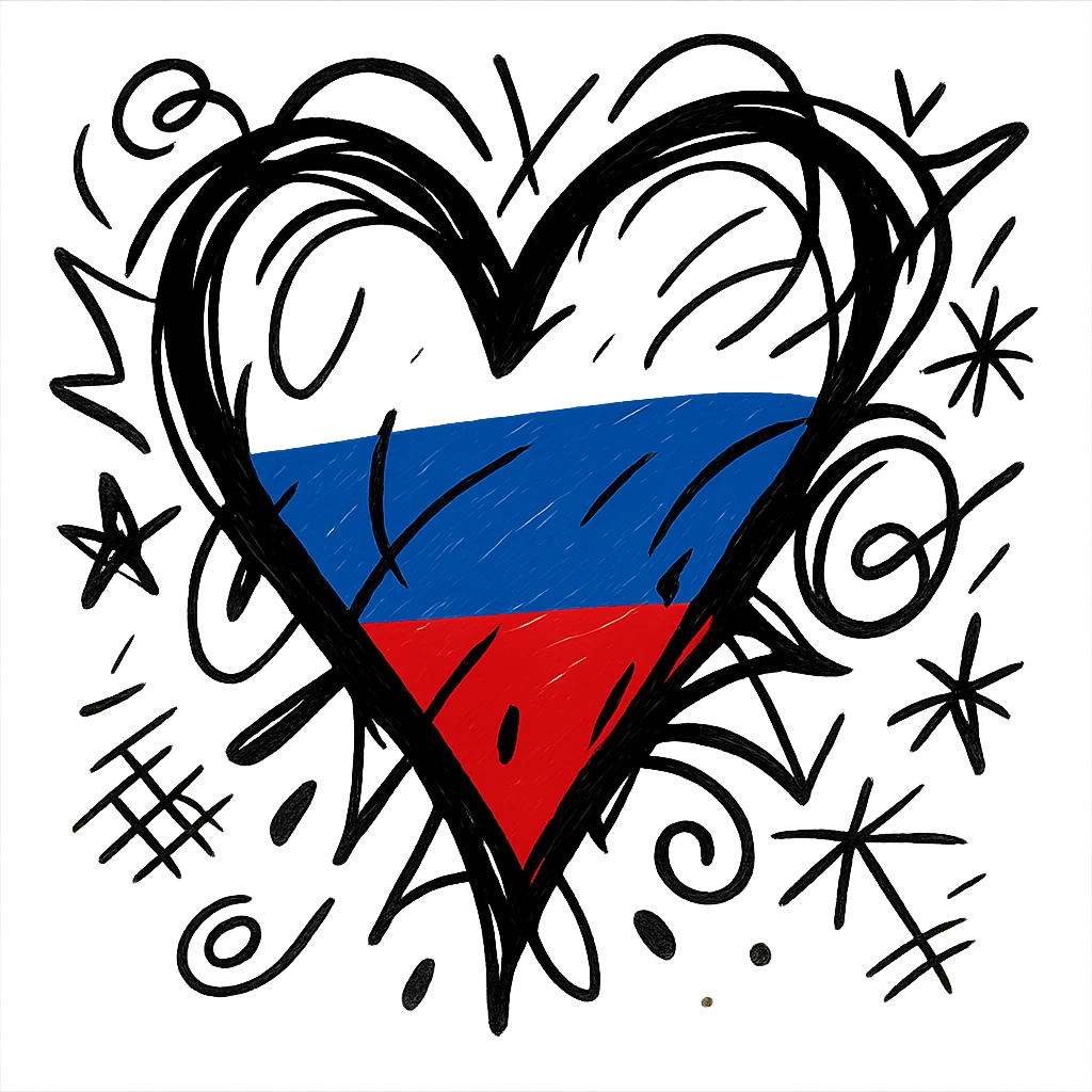 Heart painted in the colors of the Russian flag emoji