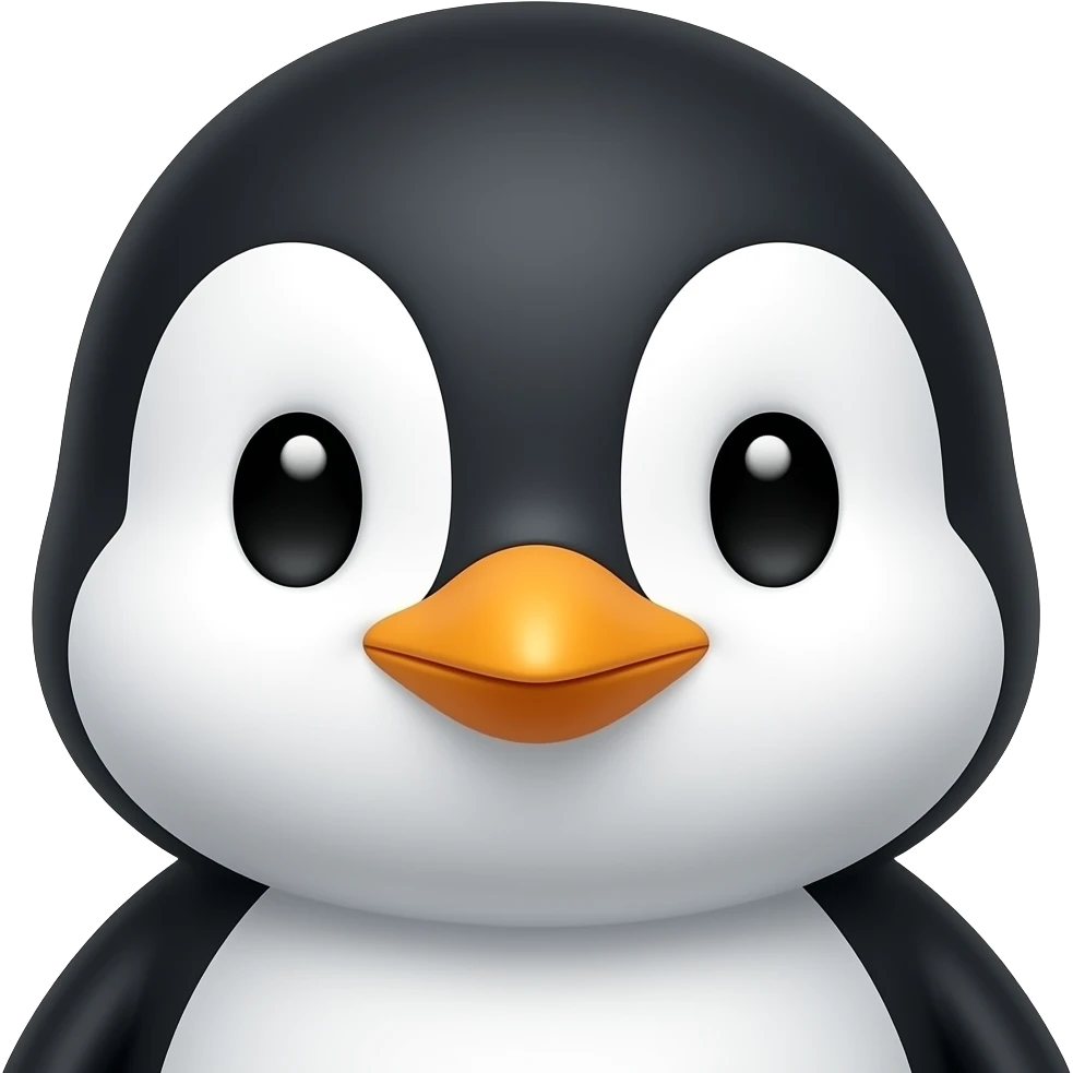 cute penguin with half body close up emoji