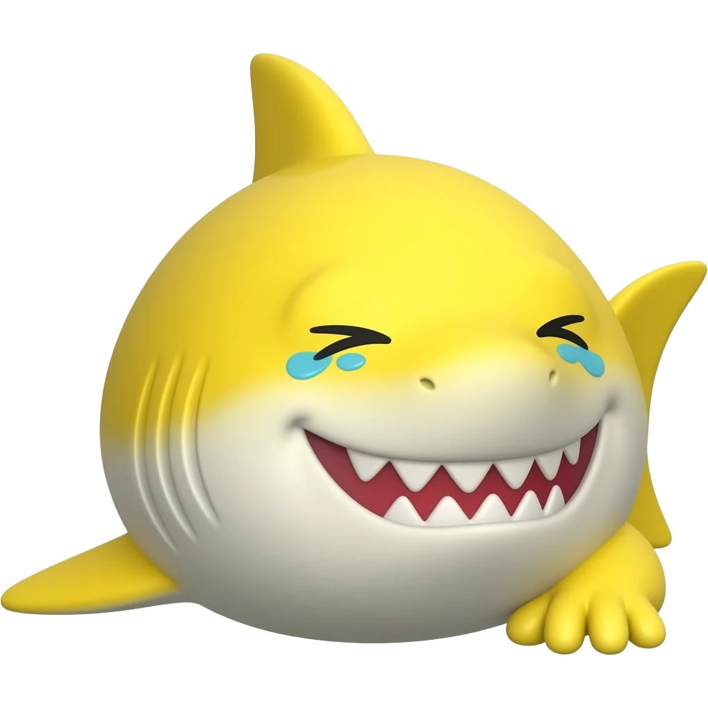 Fat yellow crying shark emoji