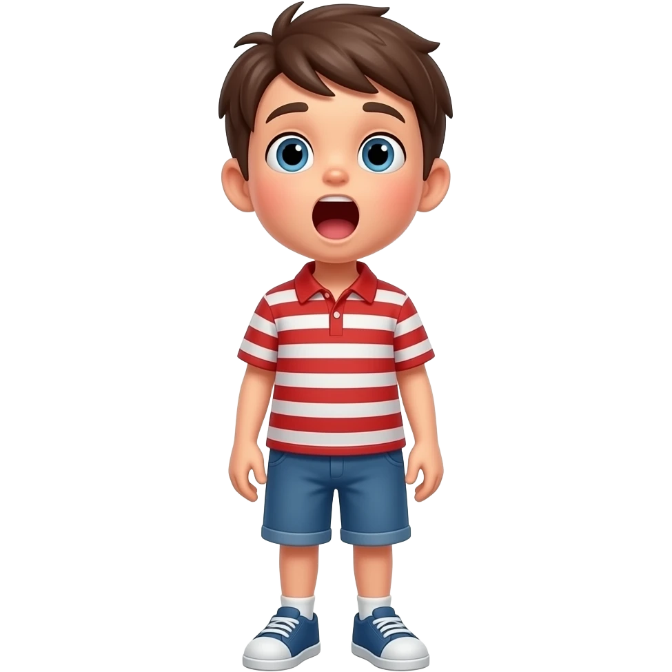 a boy standing up yawning fullbody emoji