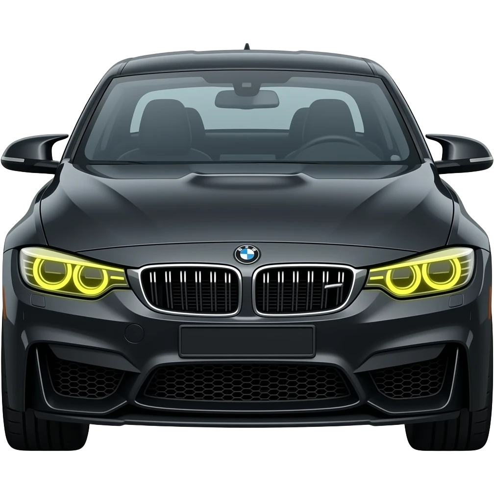 Emojis d’une voiture bmw dernière génération noir avec phare jaune emoji