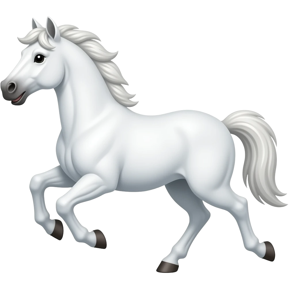 Cartoon white horse runing emoji