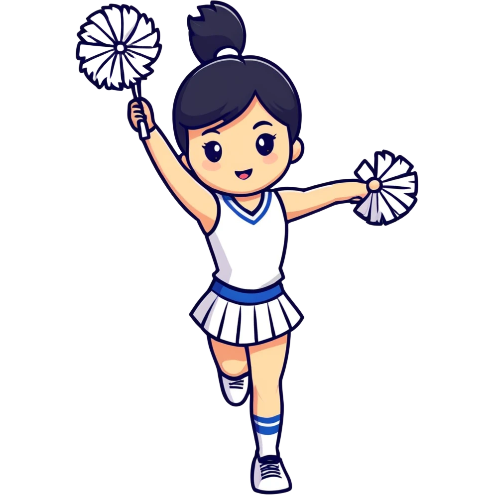 Cheerleader with black hair emoji