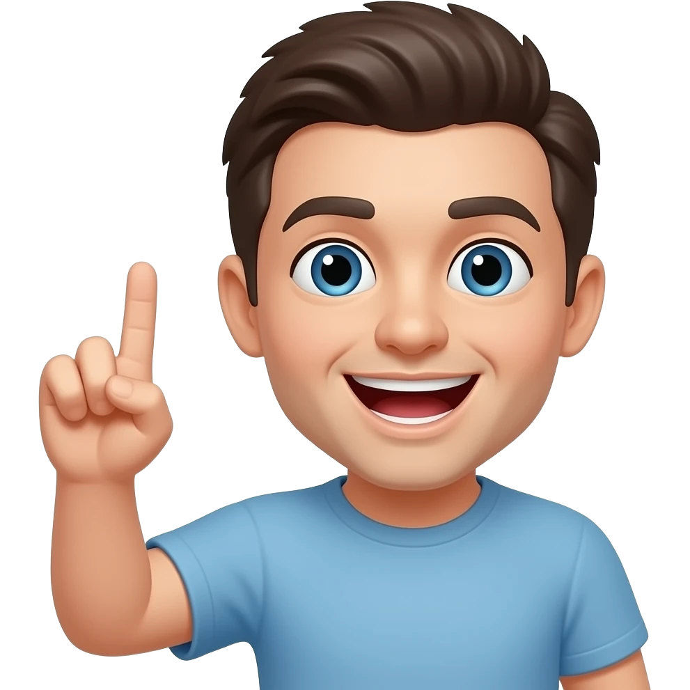 Holding up his fore finger and middle finger split at his mouth emoji