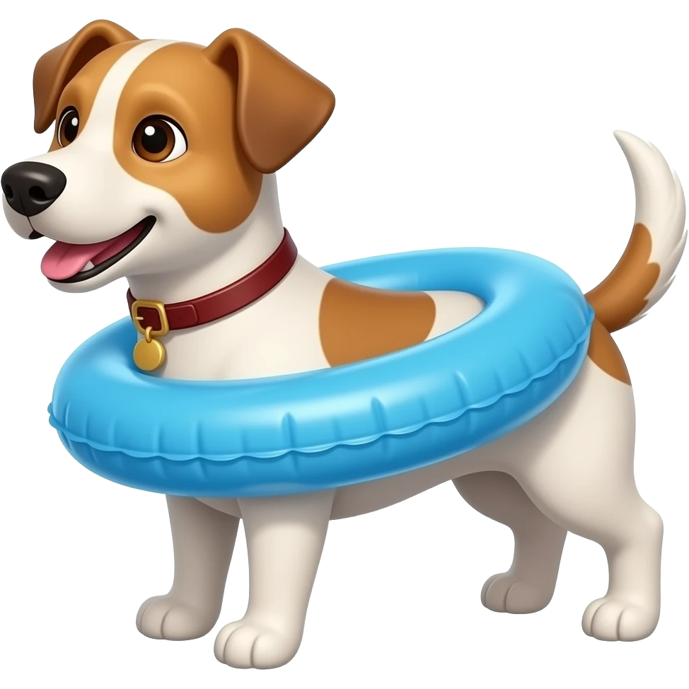 make a dog using a inflatable pool float, make it in an emoji style emoji