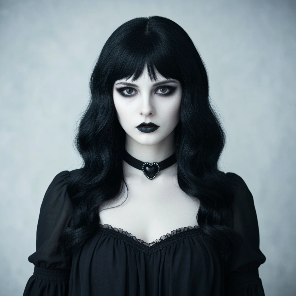 goth profile picture with a heart accent, cute, expressive, minimal emoji