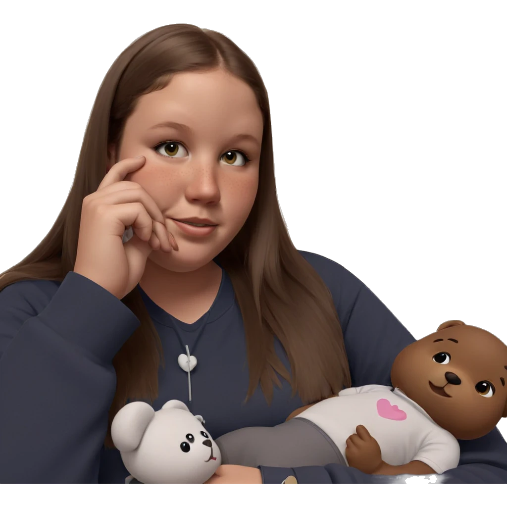 girl with teddy bear cuddle emoji