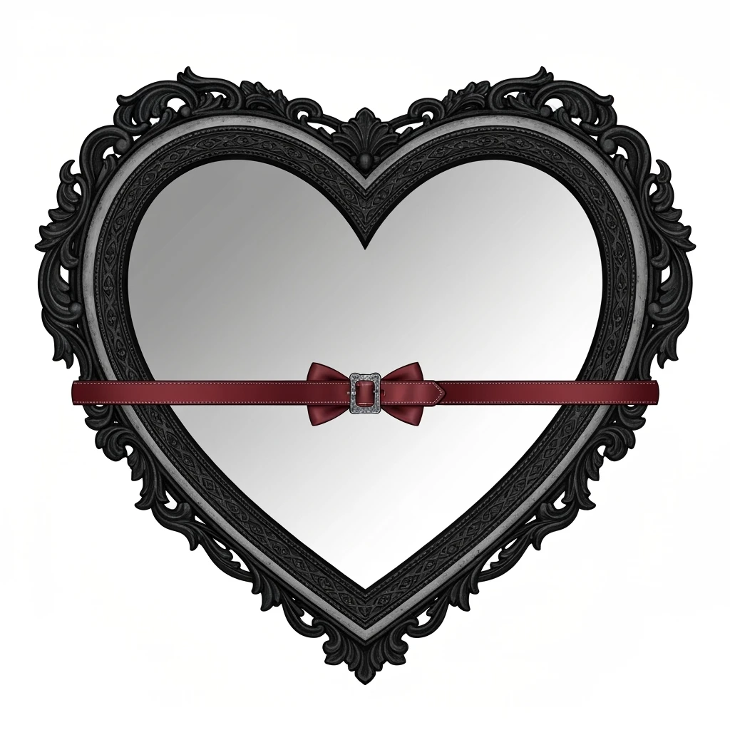goth heart mirror, cute, expressive, minimal emoji