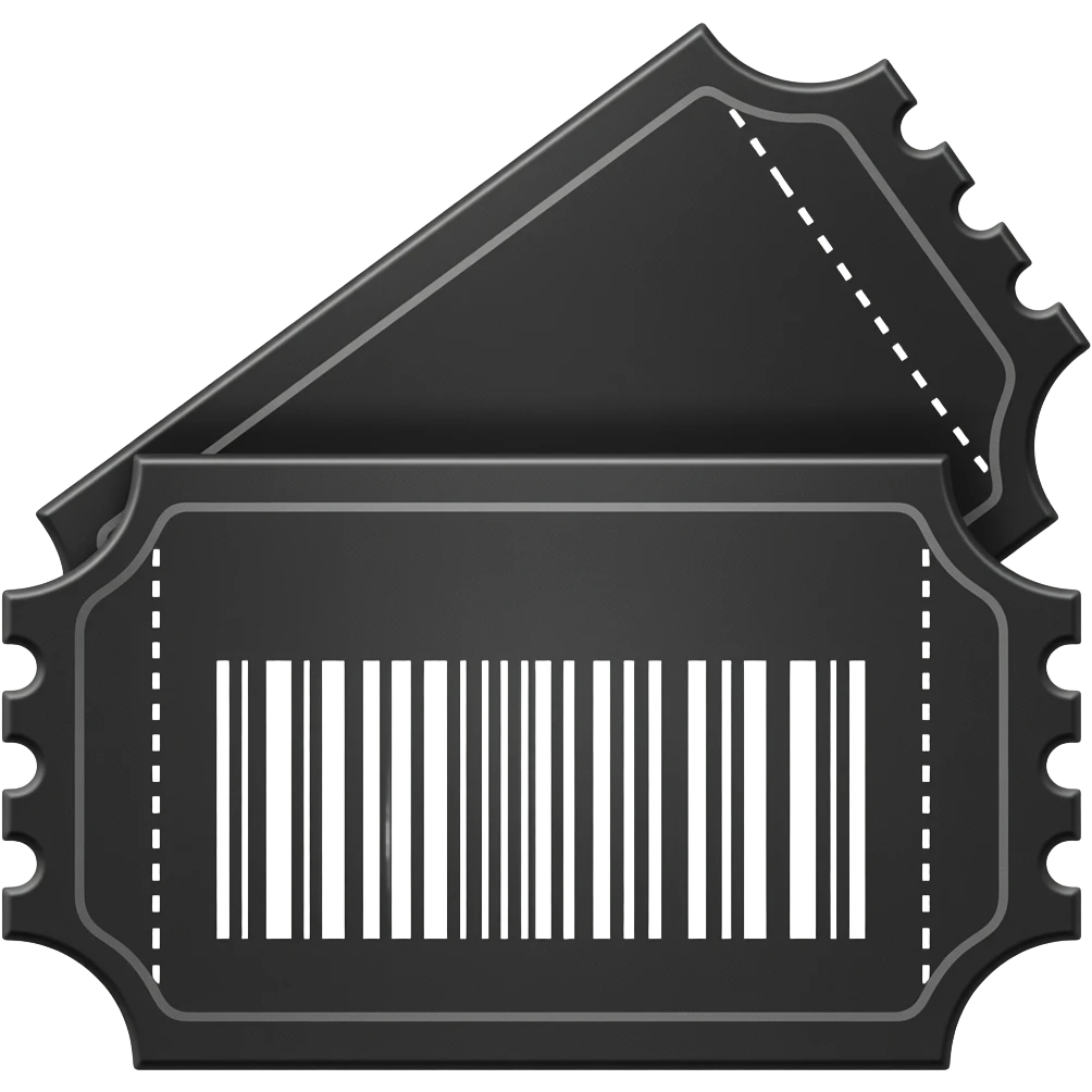 Mach Ein Kino Ticket Emoji ohne Text, man sieht nur tickets im beschen ton und einen bar code emoji