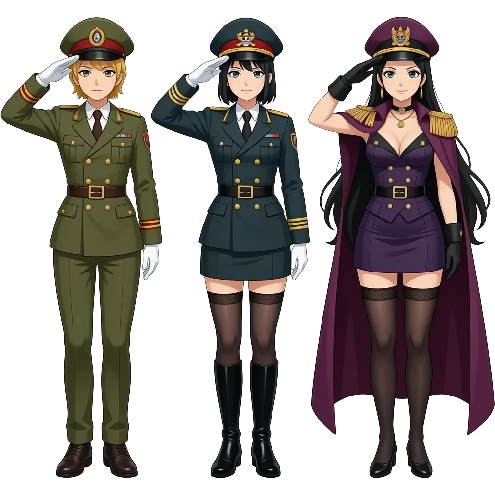 Nami nico robin boa Hancock from One piece as female military general salute emoji
