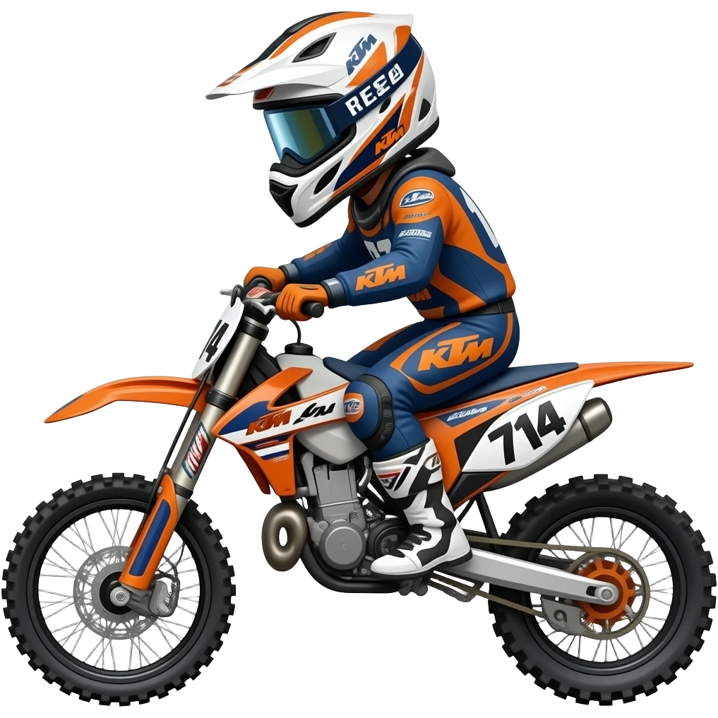 Motocross Startnummer Maik 714 weißer Helm KTM EXC emoji