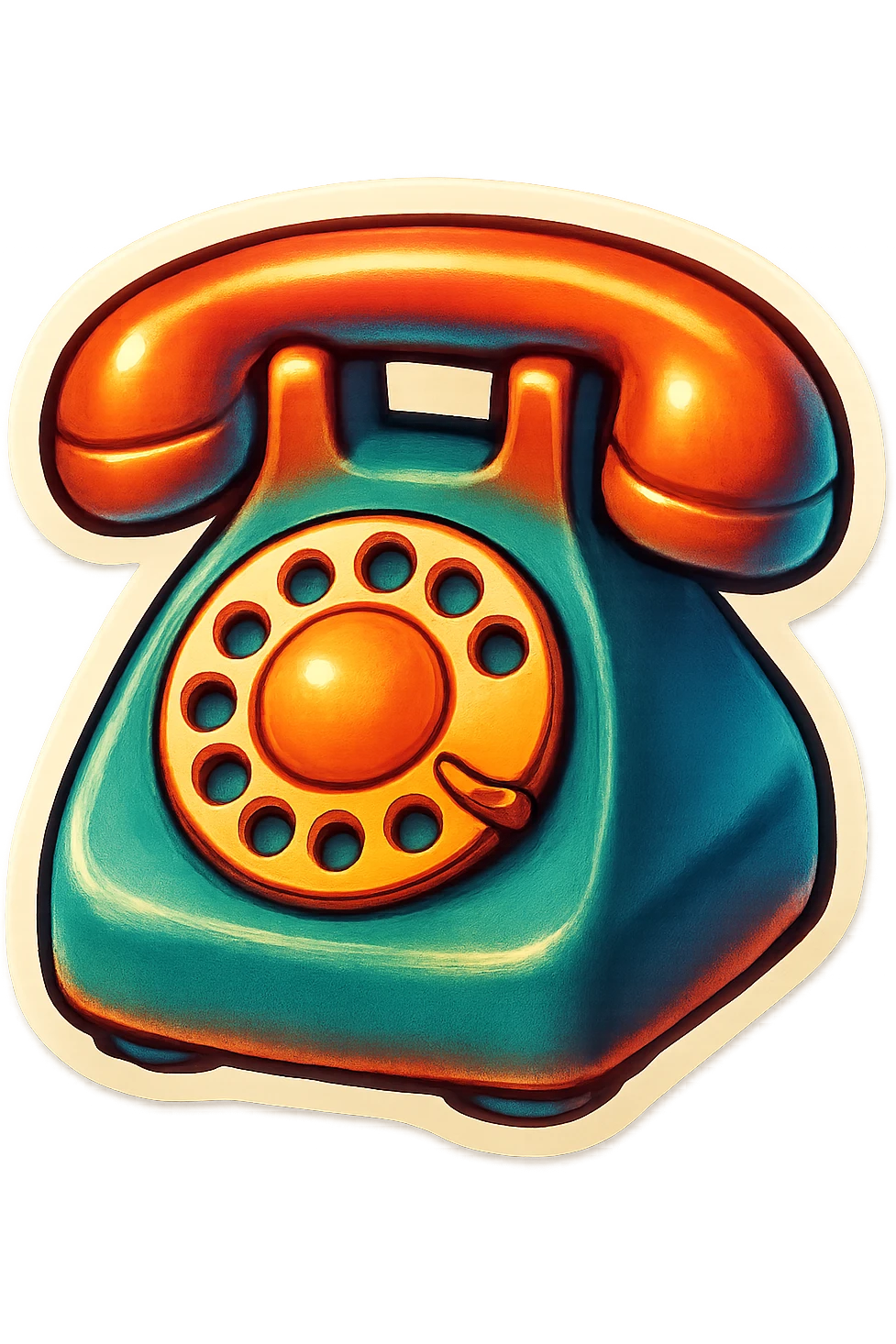 A retro phone sticker in retro stickers style, with a vintage design and bright colors emoji