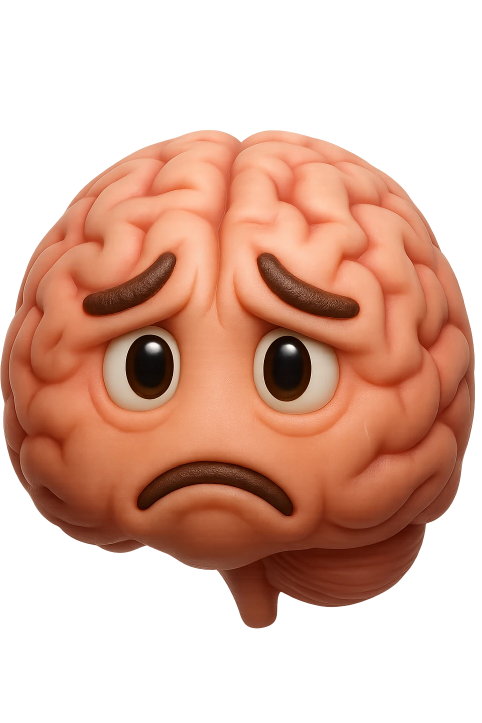 emoji stile iphone 3d di cervello triste e stressato, iperrealistica 4k emoji