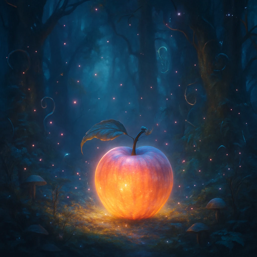 forgotten fruit, surreal, glowing, fantasy style emoji