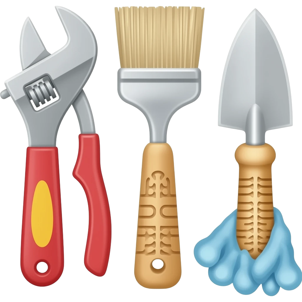 Repair, painting, gardening and cleaning tools emoji