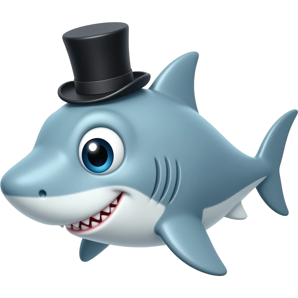 Shark with a top hat emoji