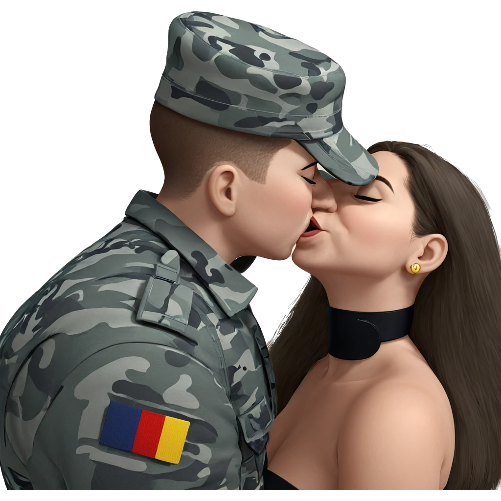 military couple sharing a kiss emoji