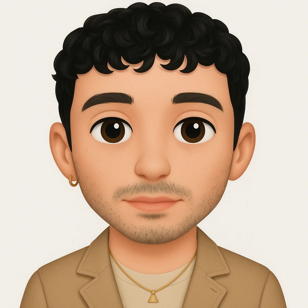 turn the second man in emoji style of the 1st image, match the facial features and clothes emoji