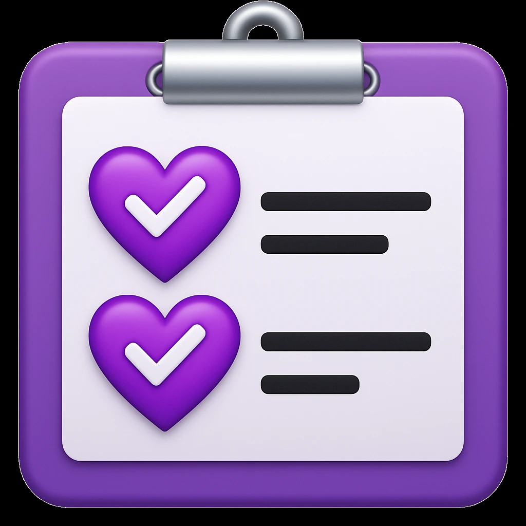 checklist purple heart emoji  emoji