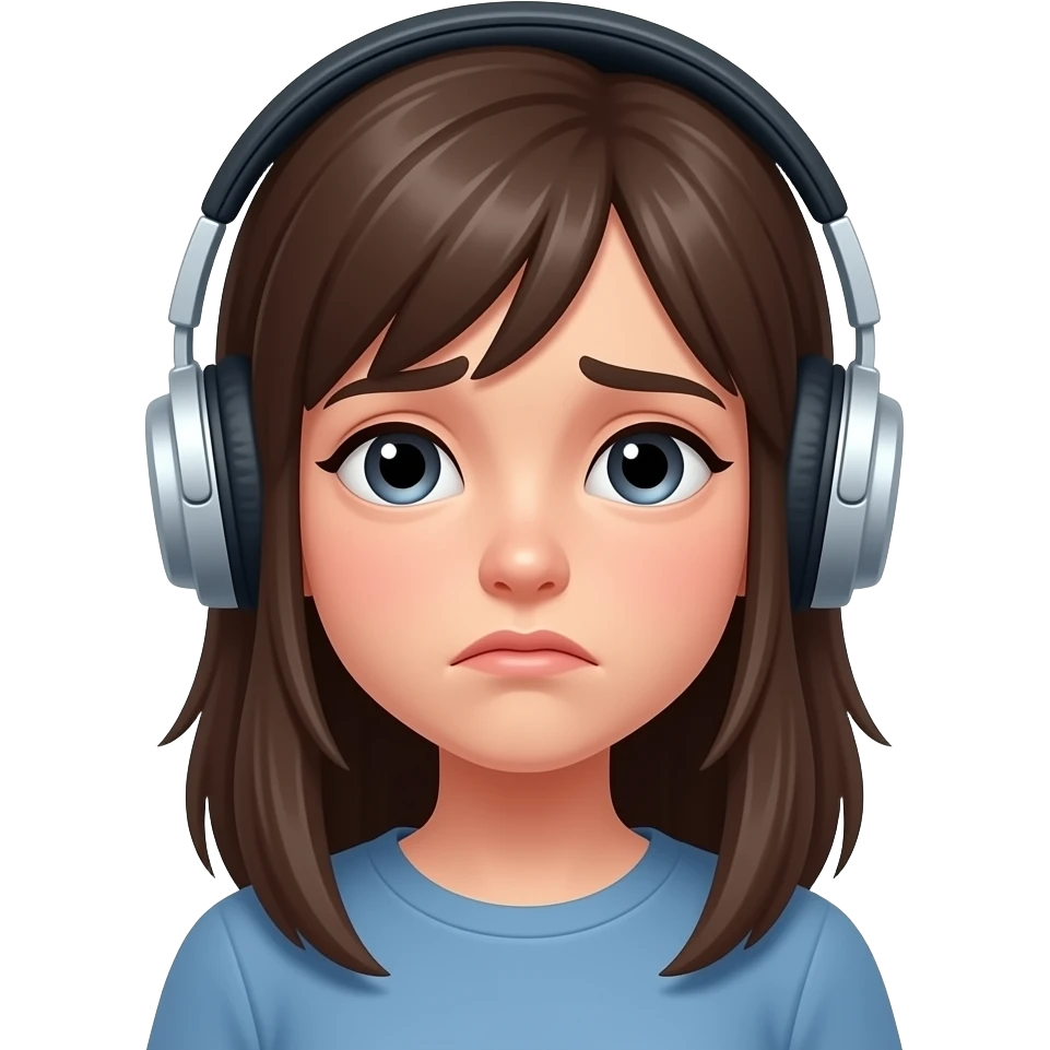 depressed girl with headphones emoji