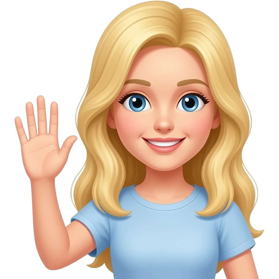 Blonde lady waving emoji