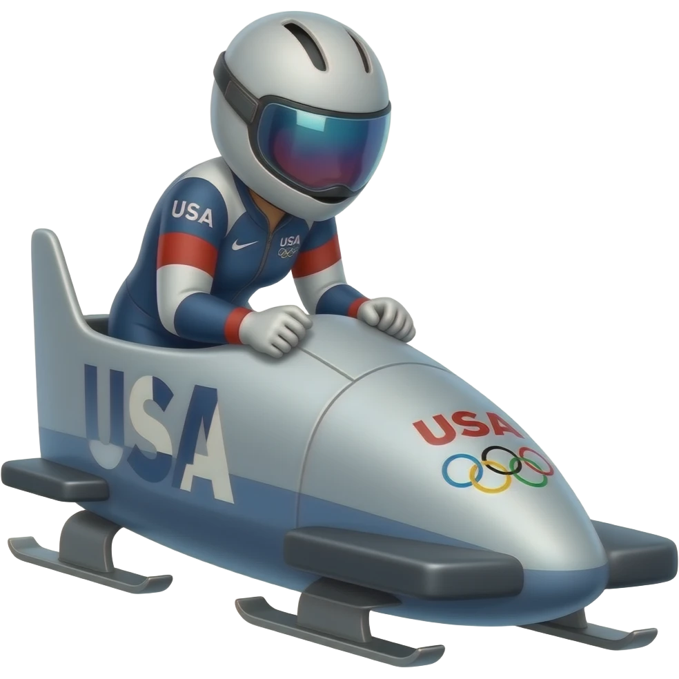 USA Olympic Bobsled with female inside emoji