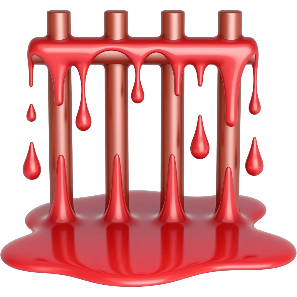 Simple red metal bars that are melting emoji