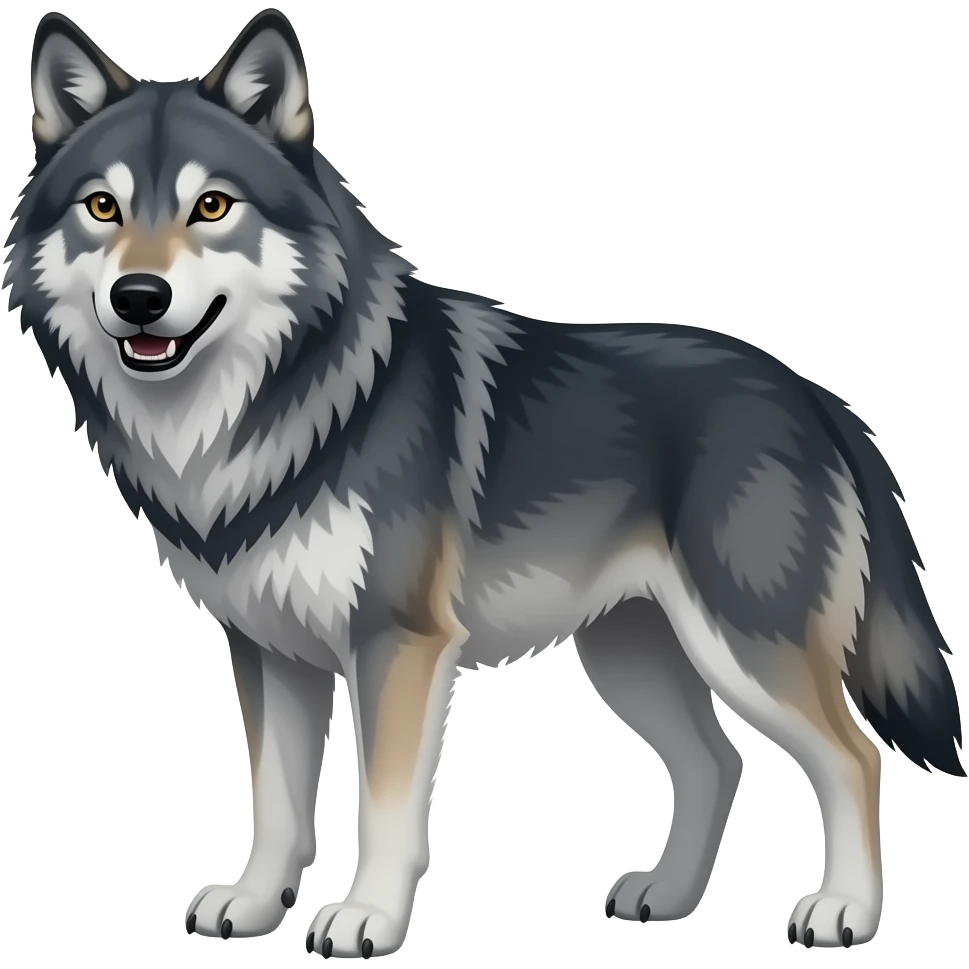 lobo feroz muy realista de pie emoji