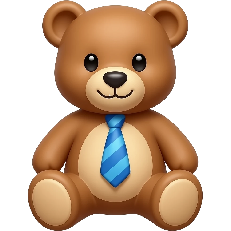 stading teddy bear wear vibrant blue tie emoji