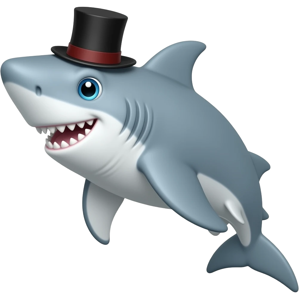 Shark with a top hat emoji