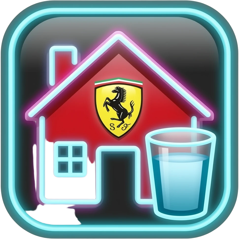 ícone casa ferrari vidro neon brilhante emoji