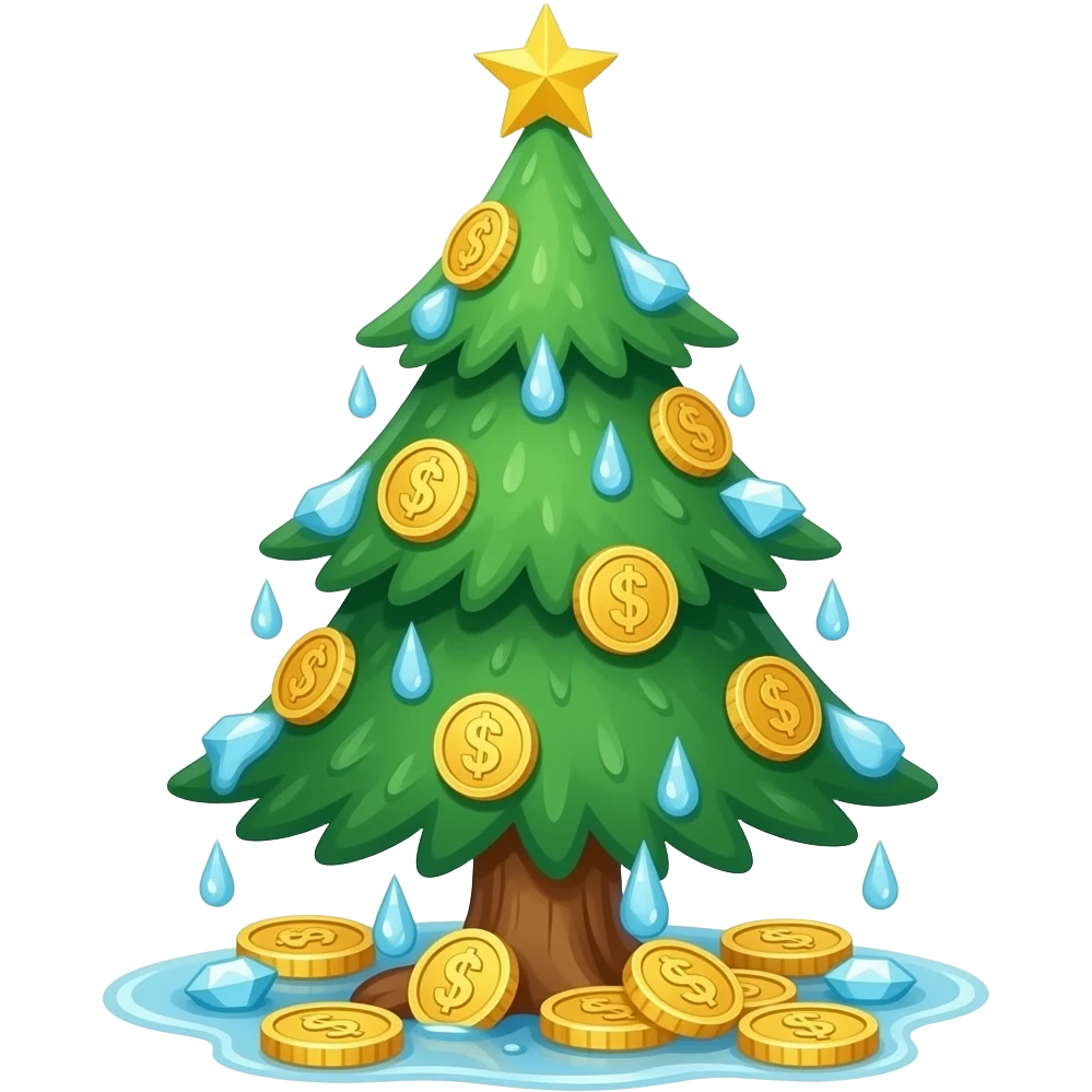 Money Rich pine tree making it rain diamonds emoji