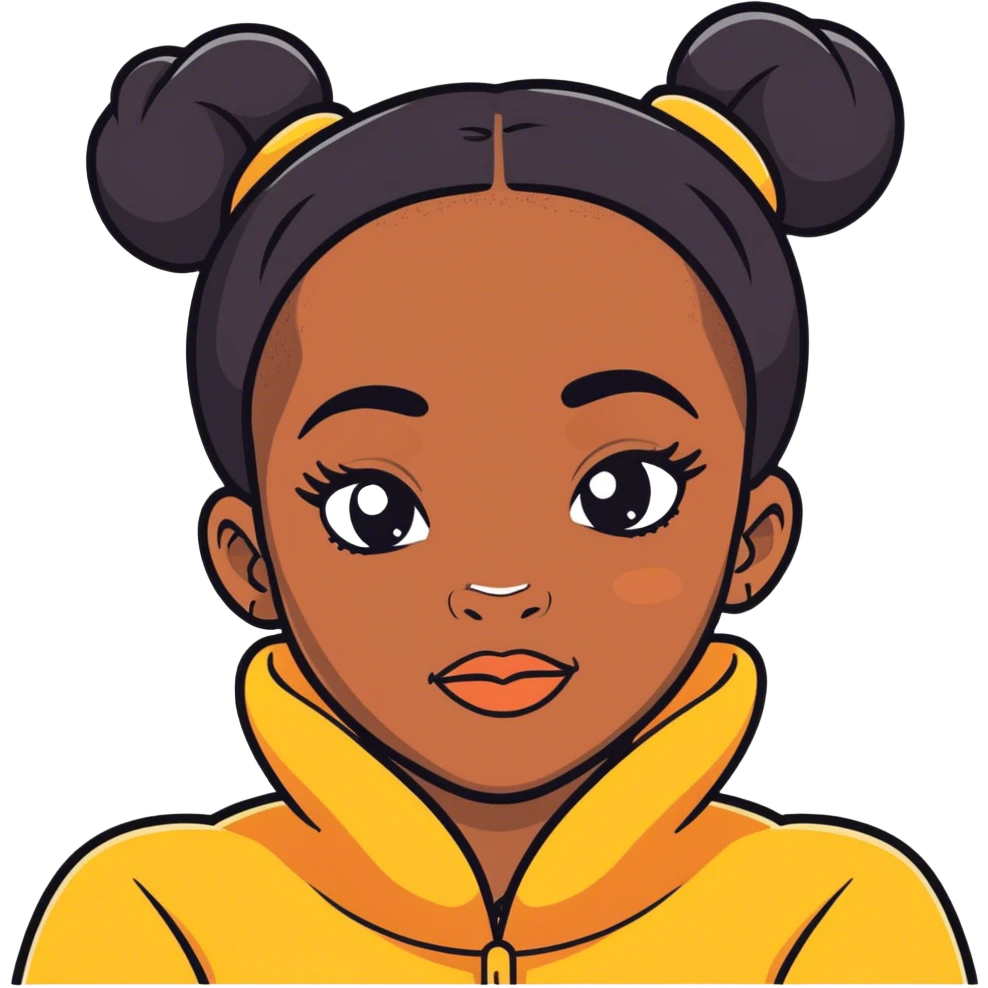 Black girl nasty big two buns for hair emoji
