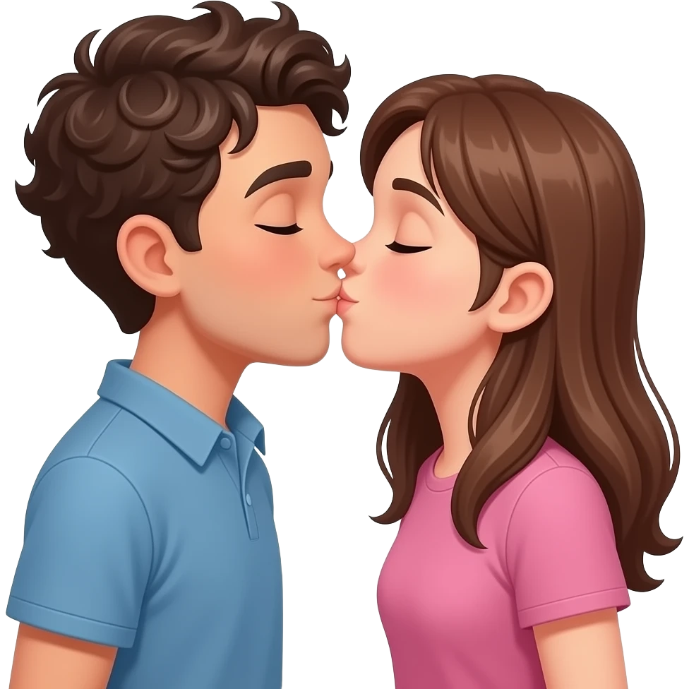 Ahora AZ a dos chicos q se estén besando ala vez q sonriendo uno tiene el pelo corto y un poco rizado con una raya en la ceja y la chica el pelo largo y marrón q no se les vea mucho la cara  pero adolescentes emoji